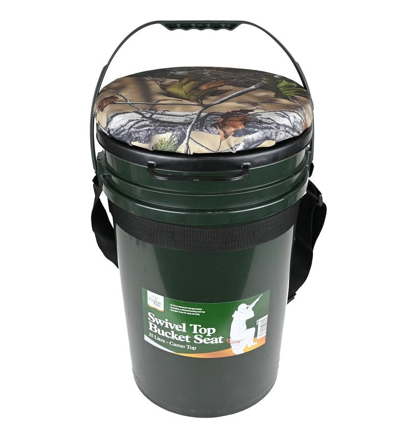 Game On Waterproof Bucket Storage with Swiveling Seat 25L