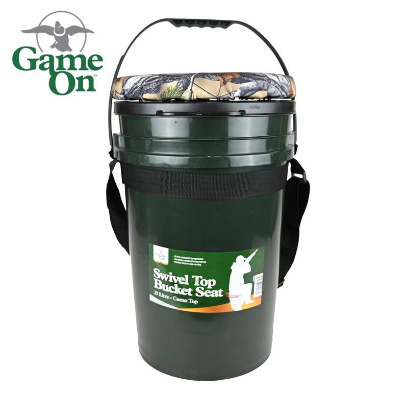 Game On Waterproof Bucket Storage with Swiveling Seat 25L