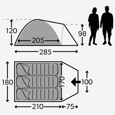 Kampa Brighton 3 Person Tent Grey