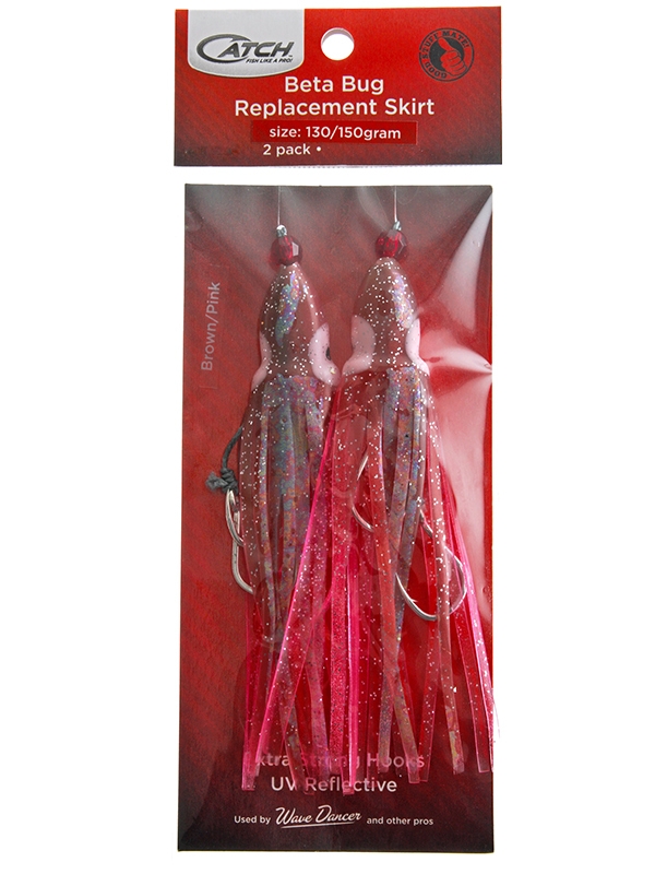 Catch Beta Bug Replacement Assist Rigs 125mm Brown/Pink Qty 2