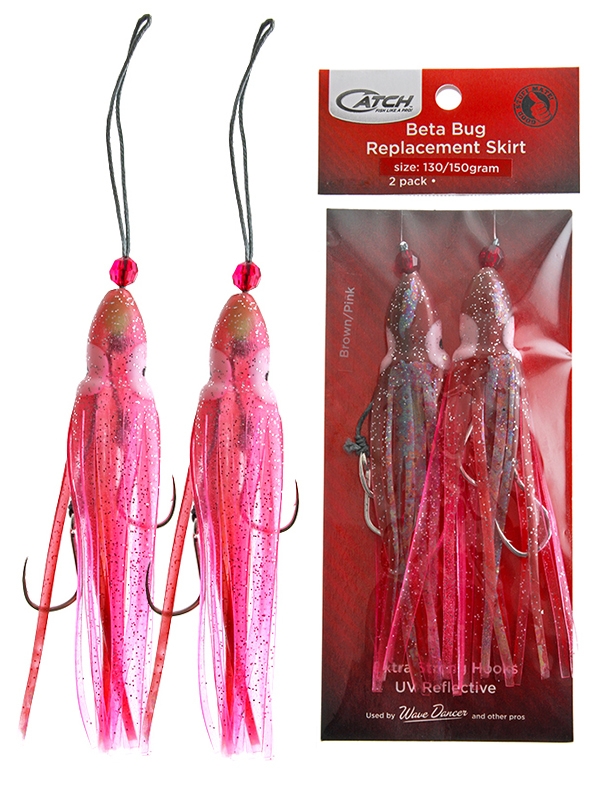 Catch Beta Bug Replacement Assist Rigs 125mm Brown/Pink Qty 2