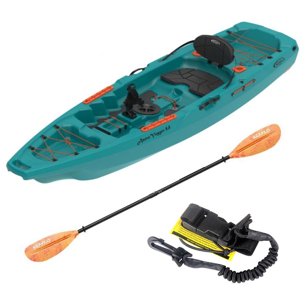 Seaflo Astra Voyager Fishing Kayak 8ft 8in with Paddle and Leash Mountain Teal