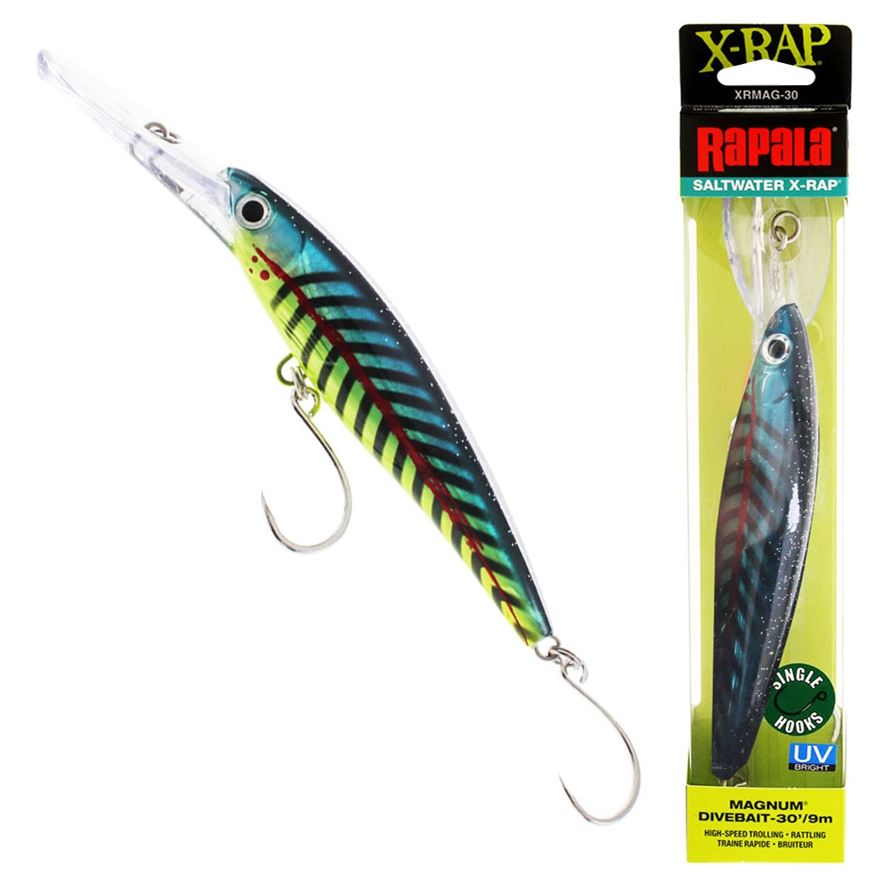 Rapala X-Rap Magnum Single Hook Trolling Lure 160mm Lime light UV