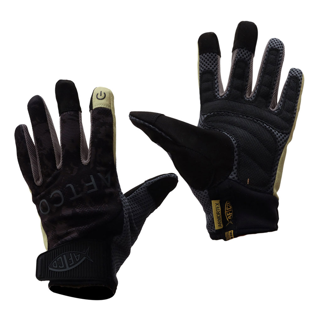 AFTCO Leader and Release Gloves Dark Storm Camo Medium