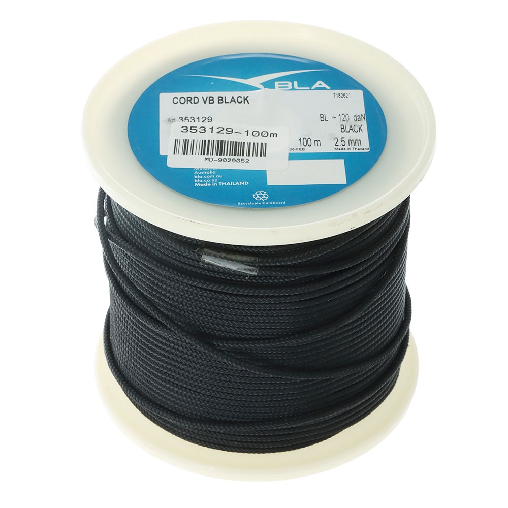 BLA Plaited Polyester Venetian Blind Cord - Black 2.5mm 100m