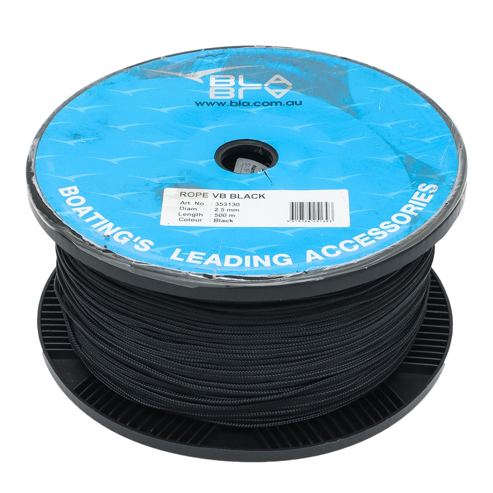 BLA Plaited Polyester Venetian Blind Cord - Black 2.5mm 500m