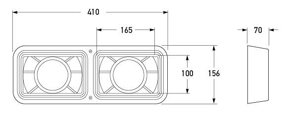 Hella Marine Twin Rectangular Headlamp Housing 165x100mm