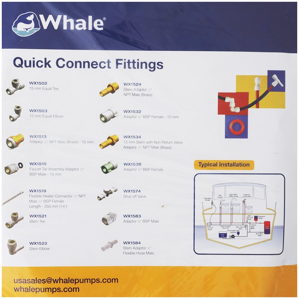 Whale Quick Connect Semi-Rigid Tubing System 15mm