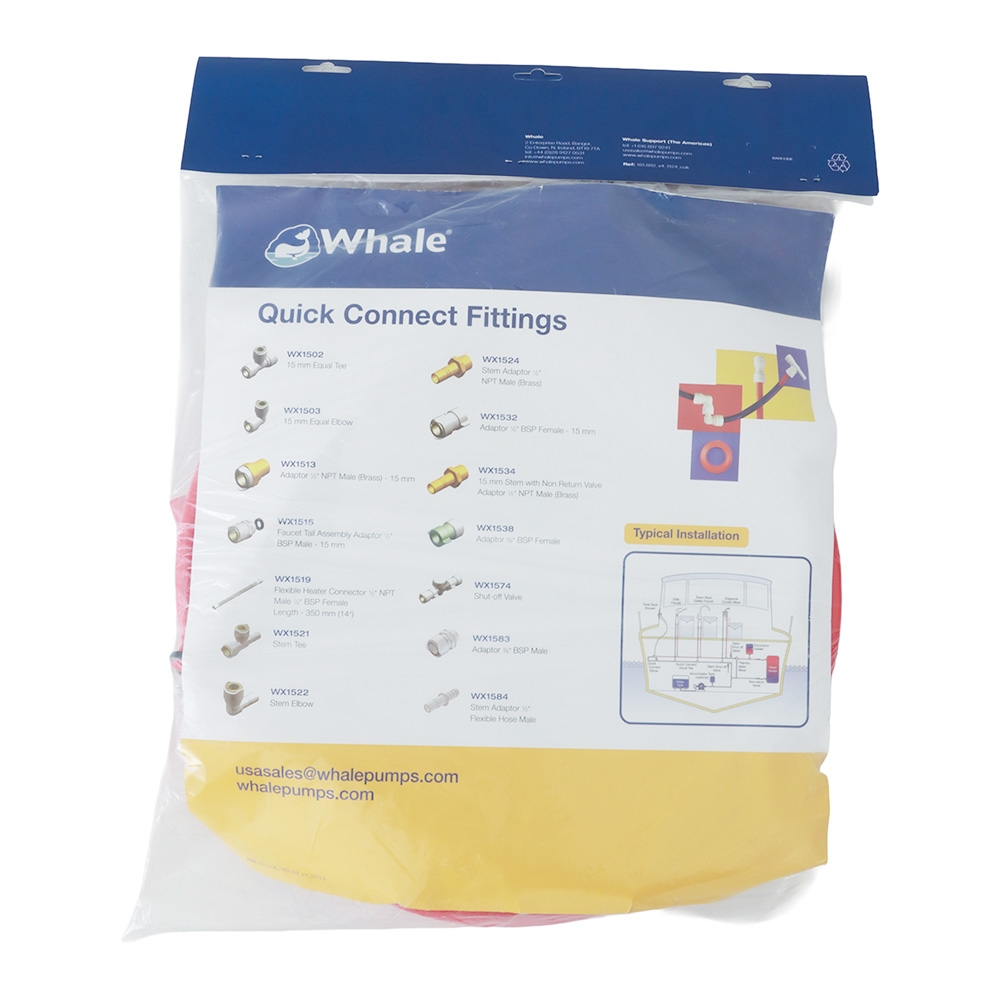 Whale Quick Connect Semi-Rigid Tubing 15mm x 10m Red