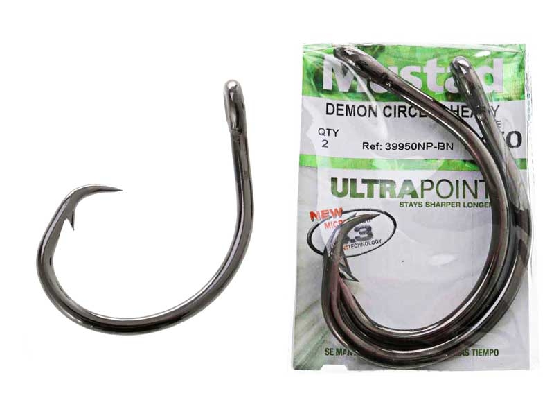 Mustad 39950NP-BN Demon Wide Gap Circle Hooks Heavy 14/0 Qty 2