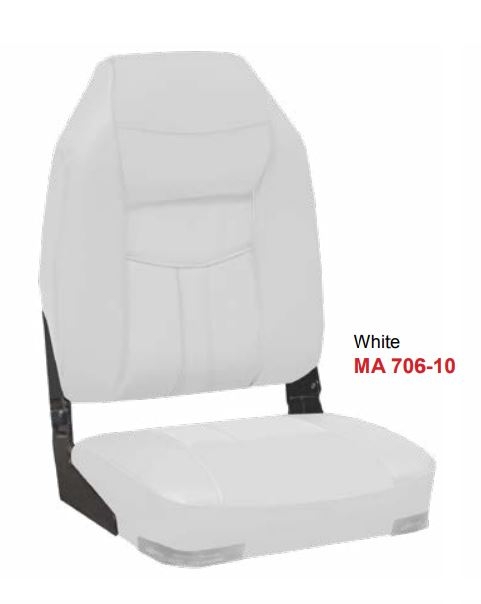 Oceansouth High Back Deluxe Fold Down Boat Seat White