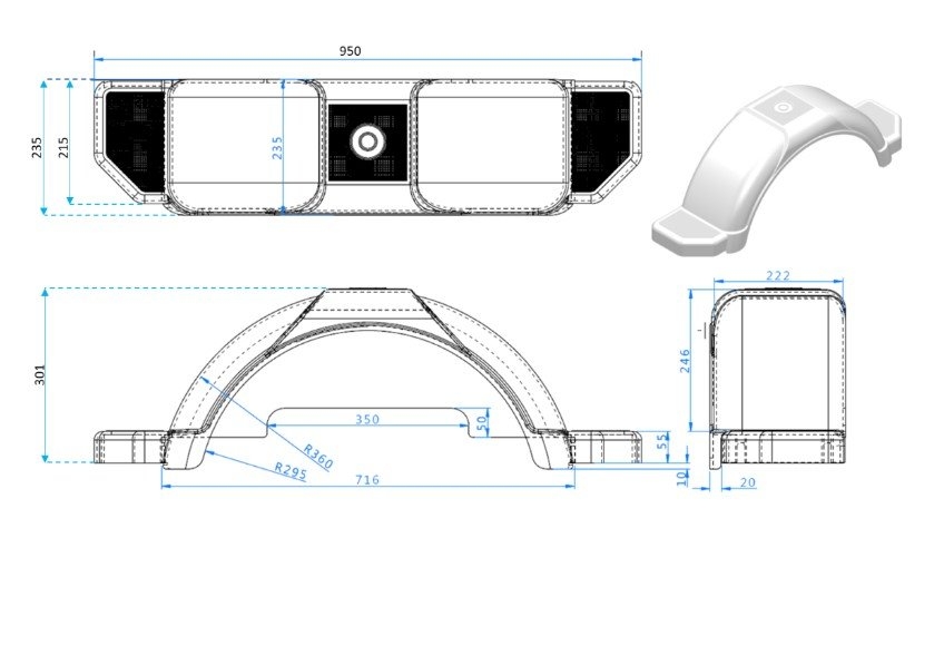 Trojan Plastic Mudguard 13in White