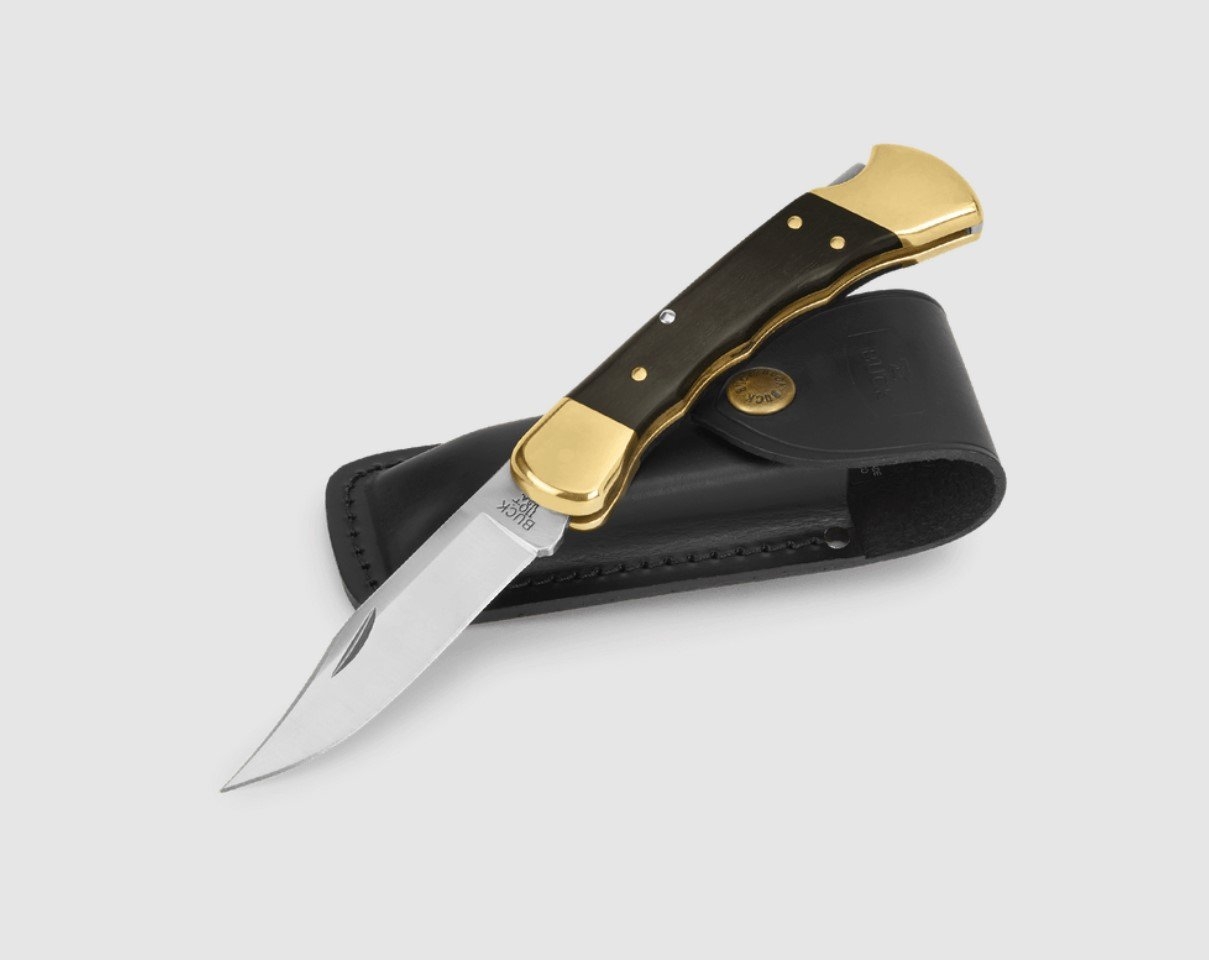 Buck Knives 110 Folding Hunter Knife with Sheath 9.5cm - Finger Grooved