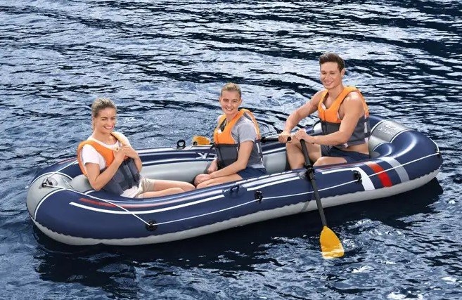 Hydro-Force Treck X3 3 Person Inflatable Boat with Oars and Pump