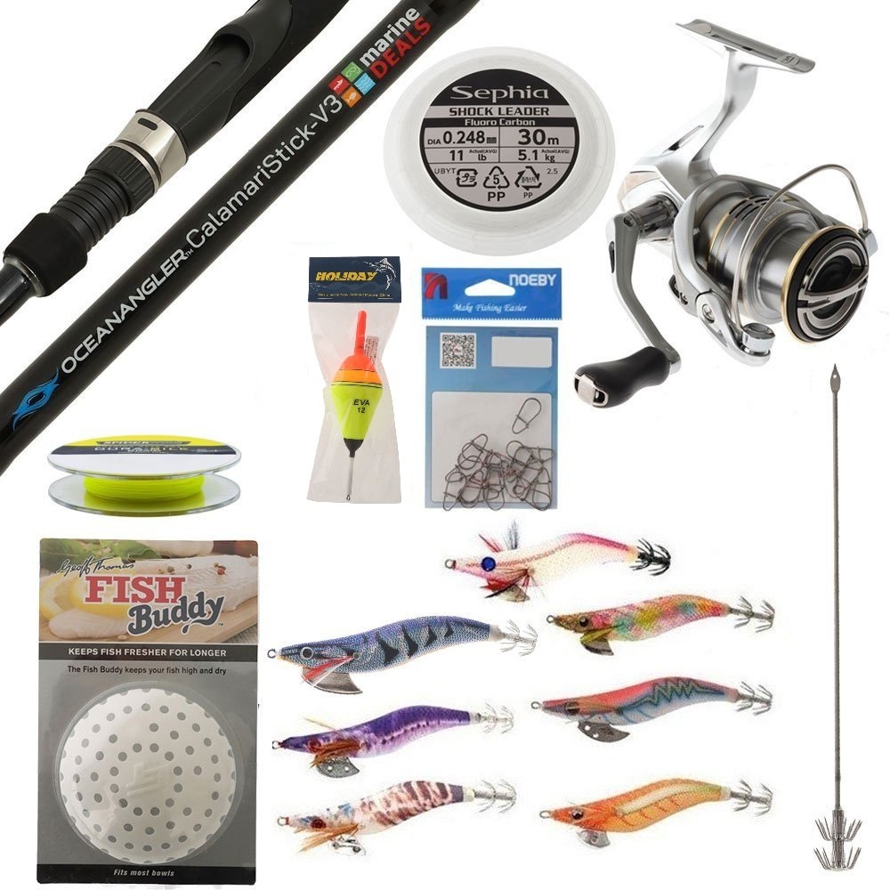 Shimano Sedona FJ 2500HG Ocean Angler CalamariStick V3 Squid Fishing Package 8ft 3in PE0.4-1 2pc