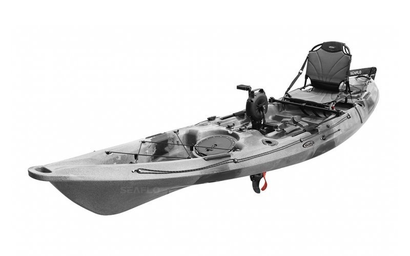Seaflo Pedal Pro 375 Fishing Kayak Camo with Paddle and Leash