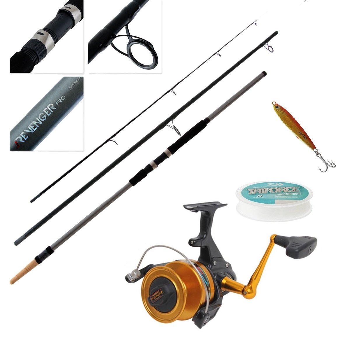 PENN Spinfisher 750 SSM Okuma Revenger Pro Surfcasting Combo with Line and Jig 13ft 6in 8-10kg 3pc