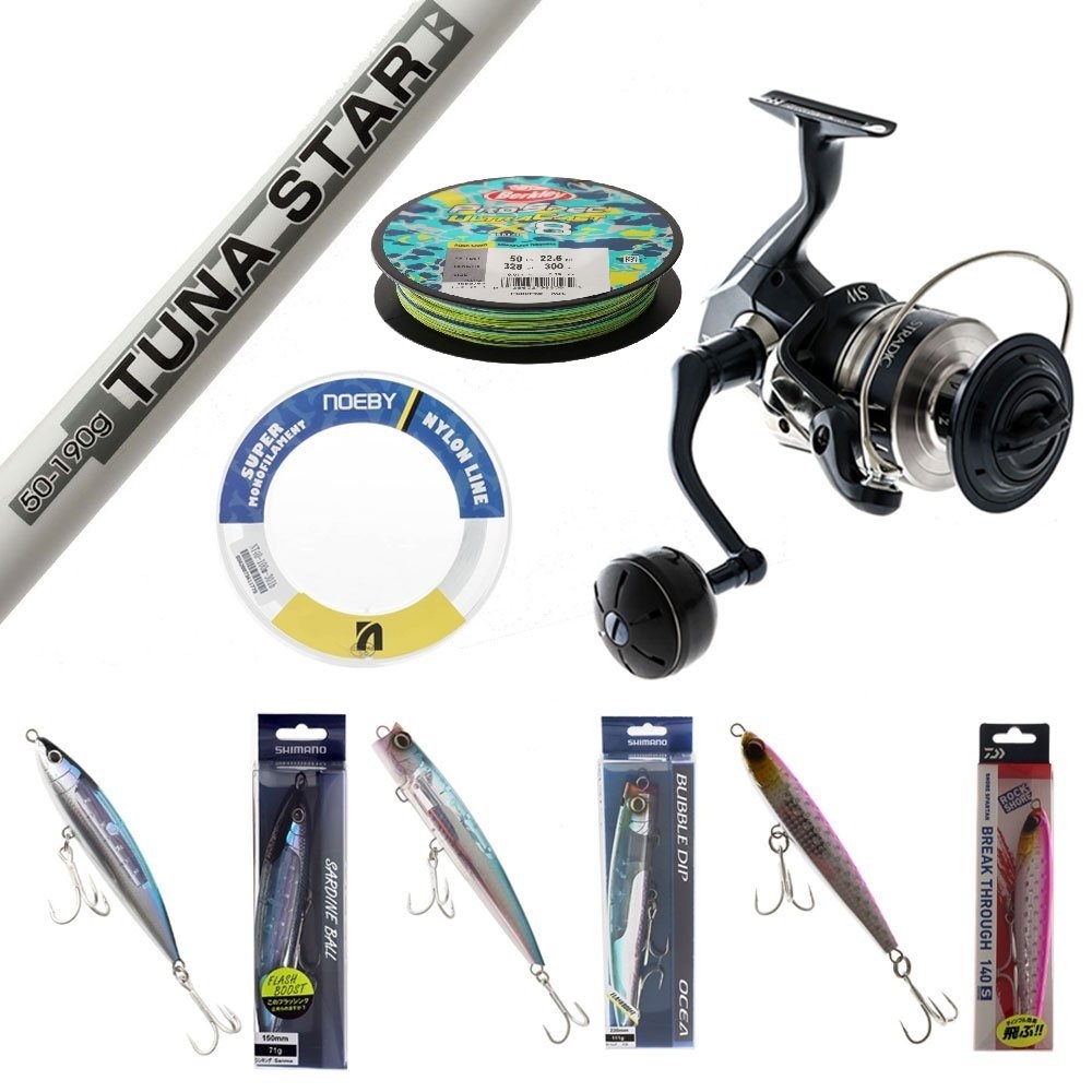Shimano Stradic SW 10000 TiCA Tuna Star Stickbait Popper Topwater Package 8ft 50lb 2pc