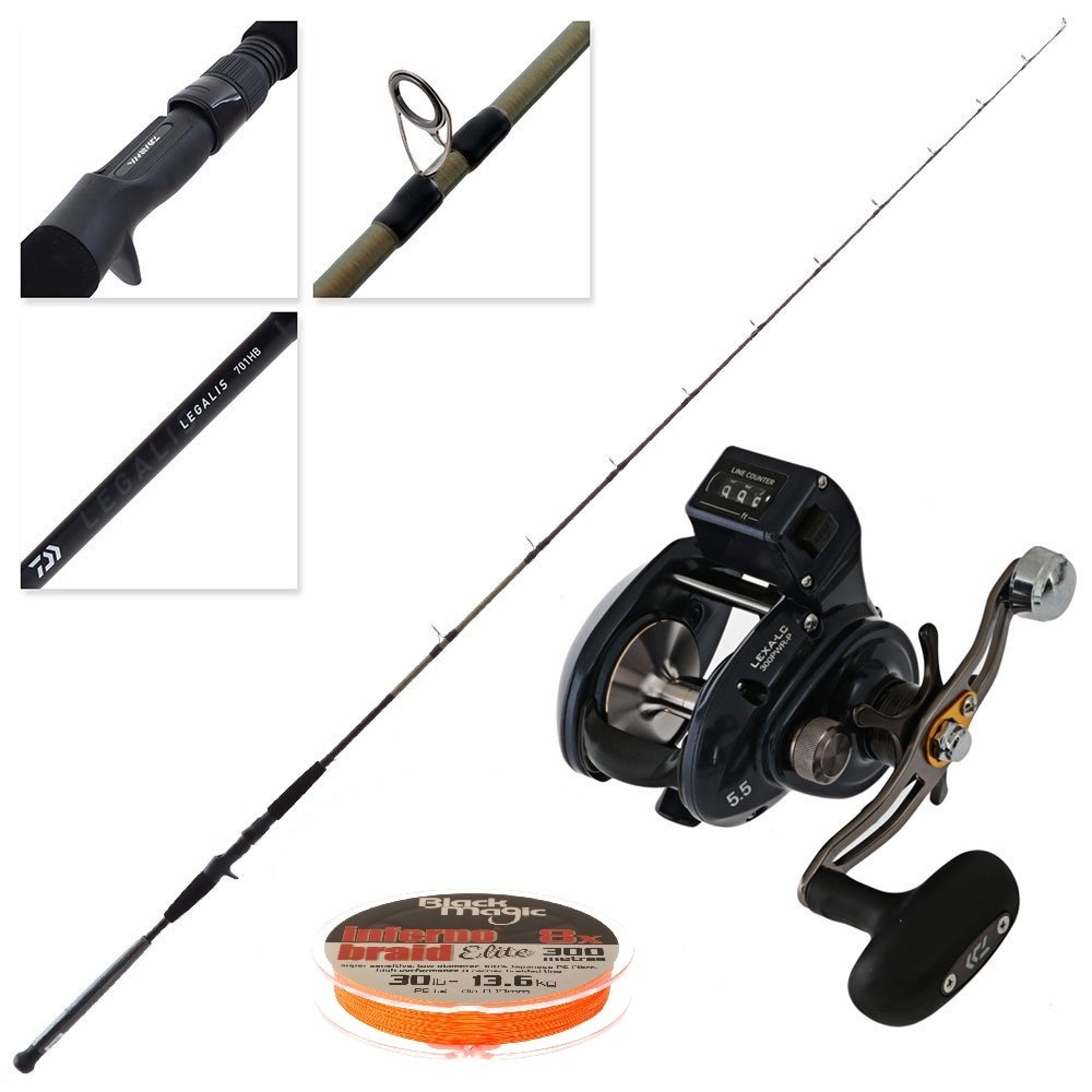 Daiwa Lexa LC300 PWR-P Legalis Boat Combo with Line Counter and Braid 7ft 6-10kg 1pc