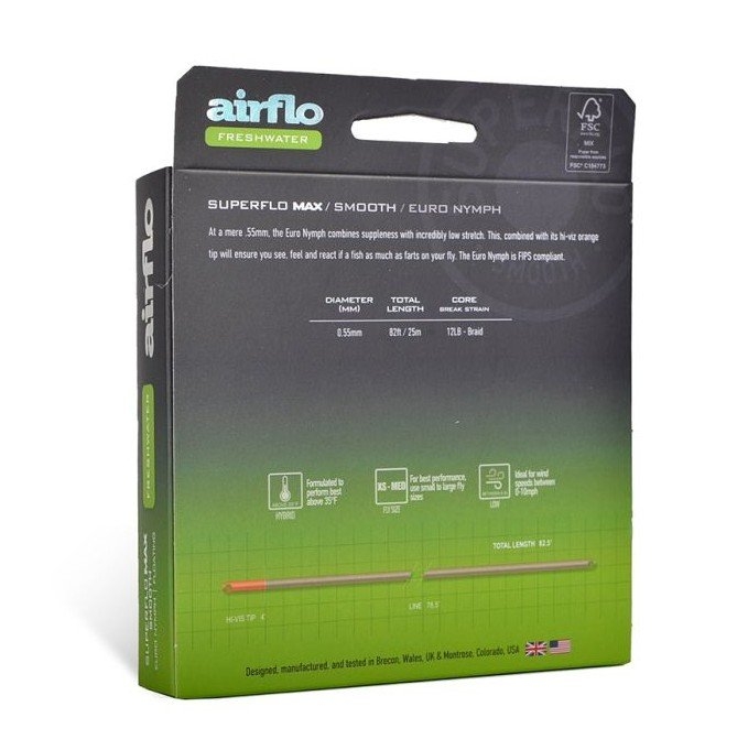 Airflo Superflo Max Smooth Euro Nymph Line Olive 0.55mm 25m XS-Med