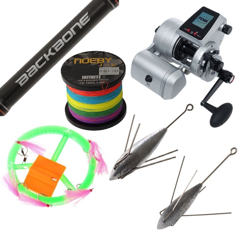 PENN Fathom 50 Shimano Backbone Electric Drone Fishing Combo with Battery Braid and Tackle 8ft 24kg 2pc