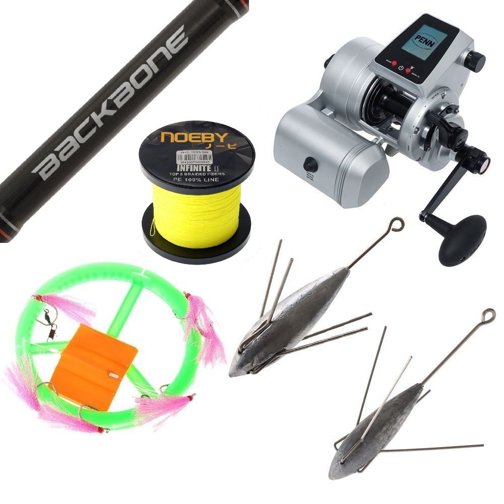 PENN Fathom 50 Shimano Backbone Electric Drone Fishing Combo with Battery Braid and Tackle 8ft 24kg 2pc