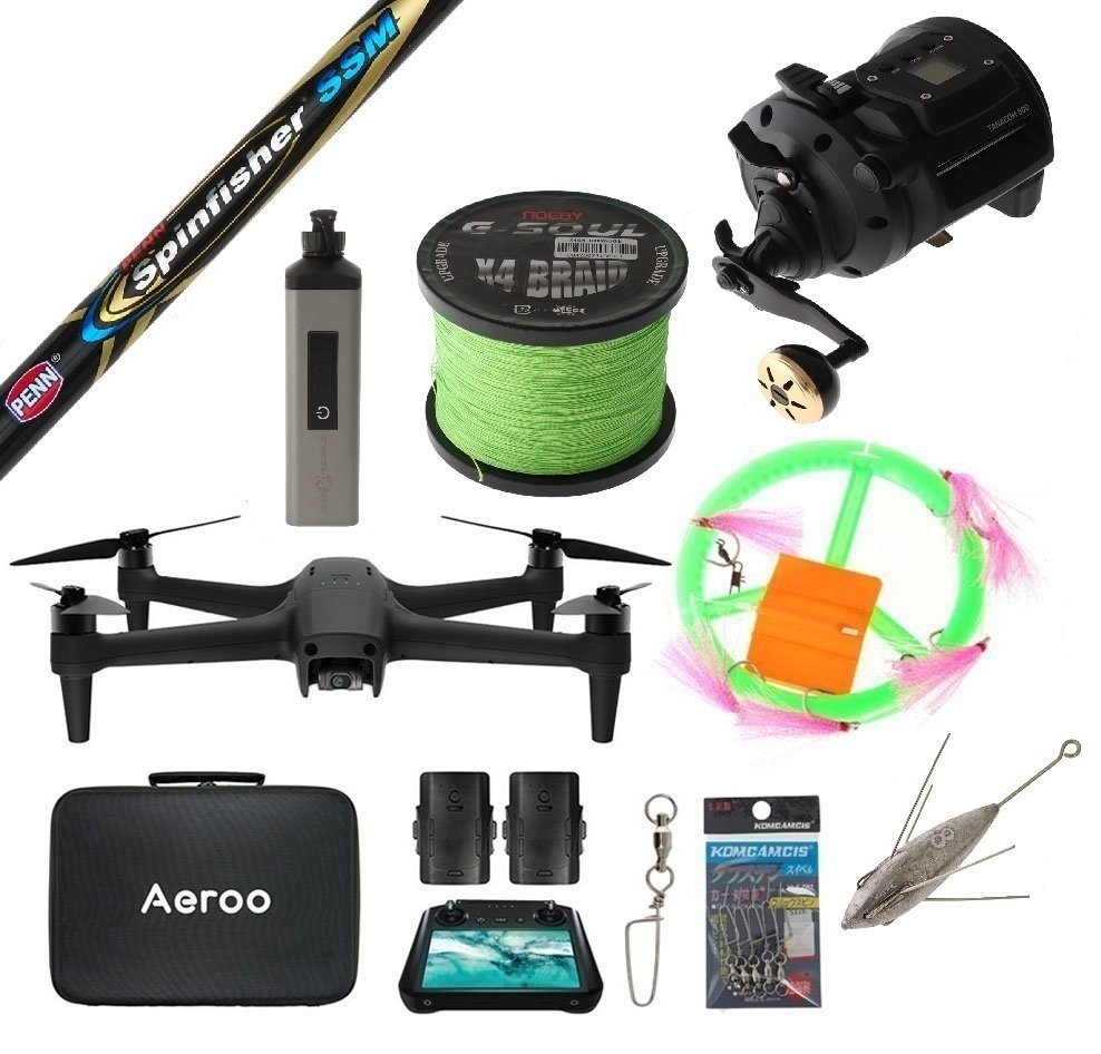 Aeroo Pro Combo Daiwa Tanacom Electric Drone Fishing Package with Smart Controller 8ft PE10 3pc