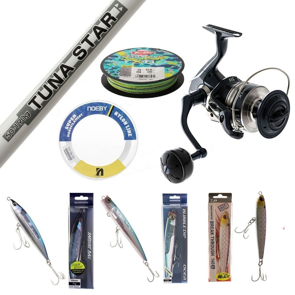 Shimano Stradic SW 10000 TiCA Tuna Star Stickbait Popper Topwater Package 8ft 50lb 2pc