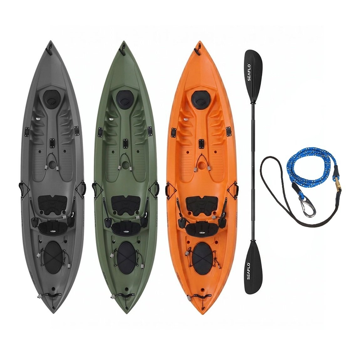 Seaflo Fishing Kayak with Built-In Wheel incl Paddle and Leash 10ft