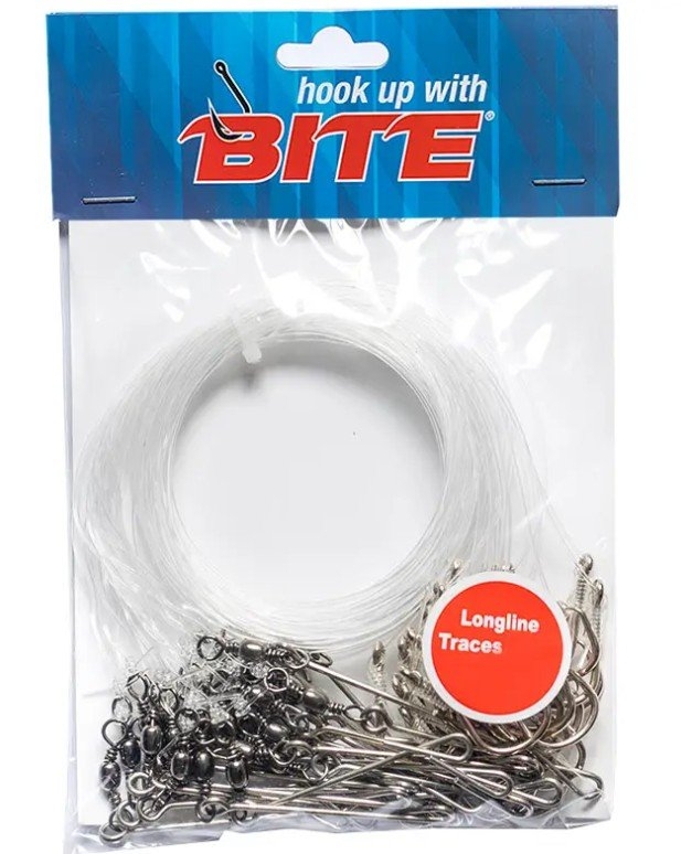 Bite Longline Anti-Tangle Traces with Standard Clips and Lumo Beads 82cm 25 Pack
