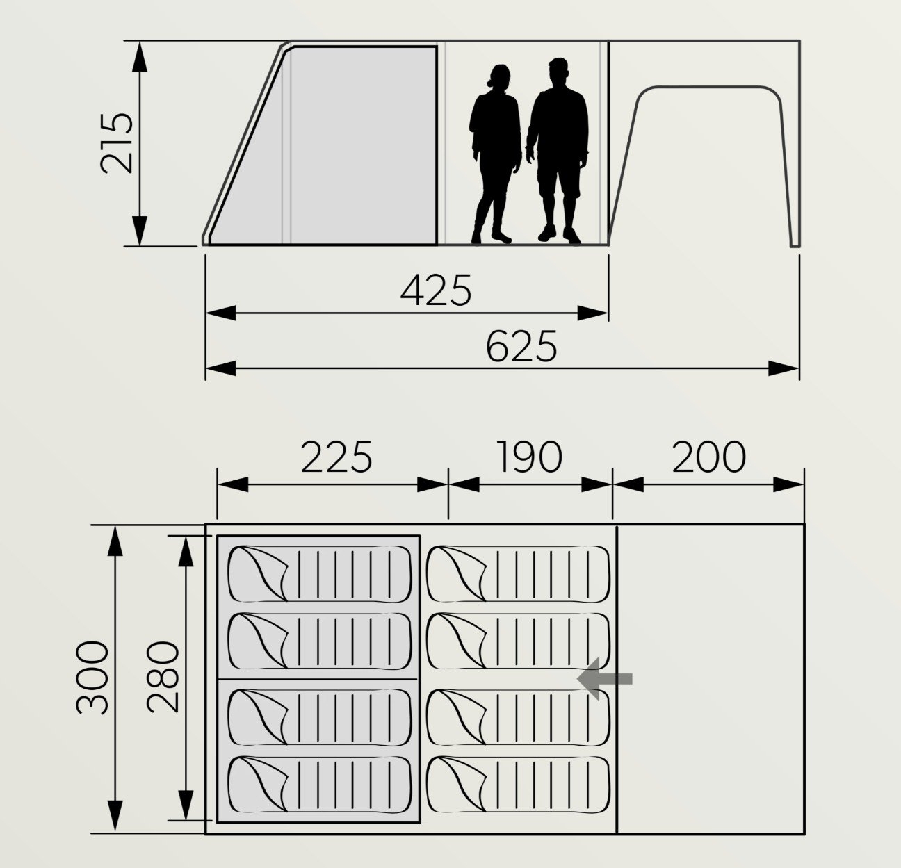 Dometic Inner Tent for Santorini FTK 4X8 TC 8-Person Inflatable Tent