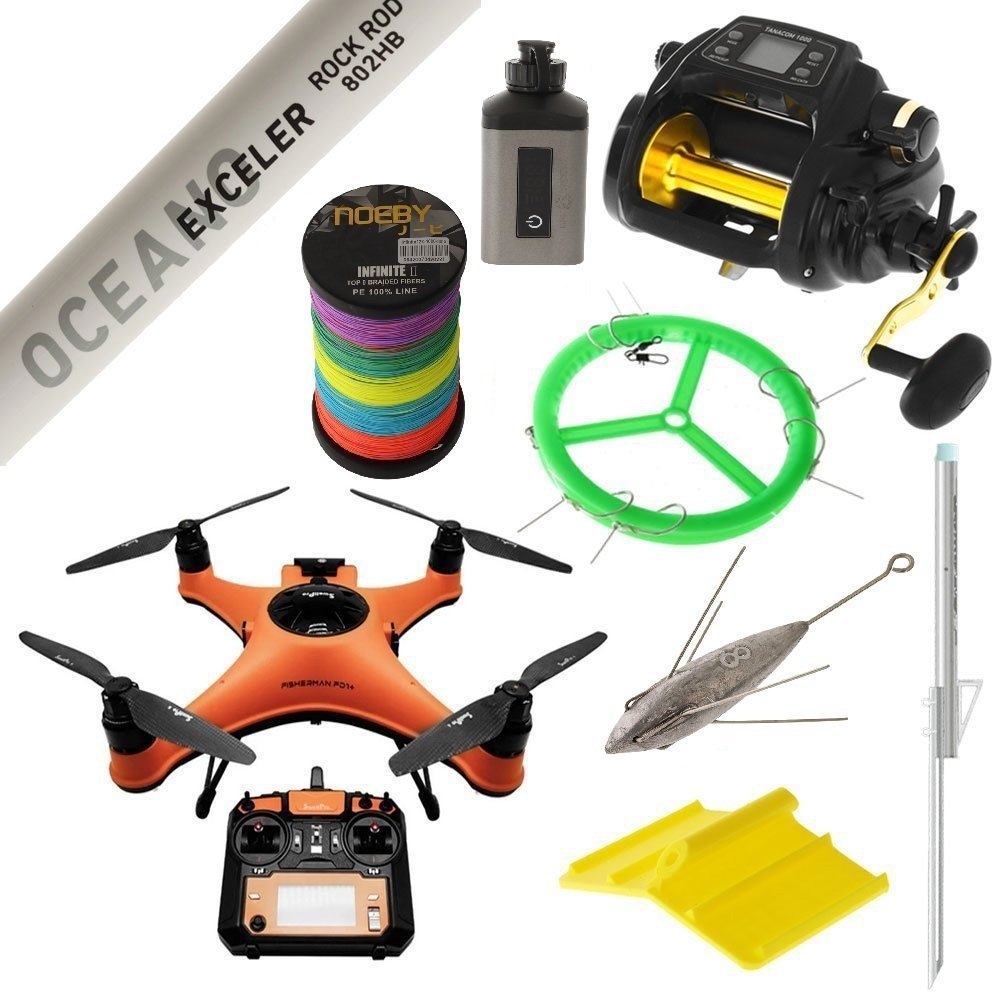 SwellPro Fisherman FD1+ Daiwa Tanacom Waterproof Electric Drone Fishing Package 8ft 10-15kg 2pc