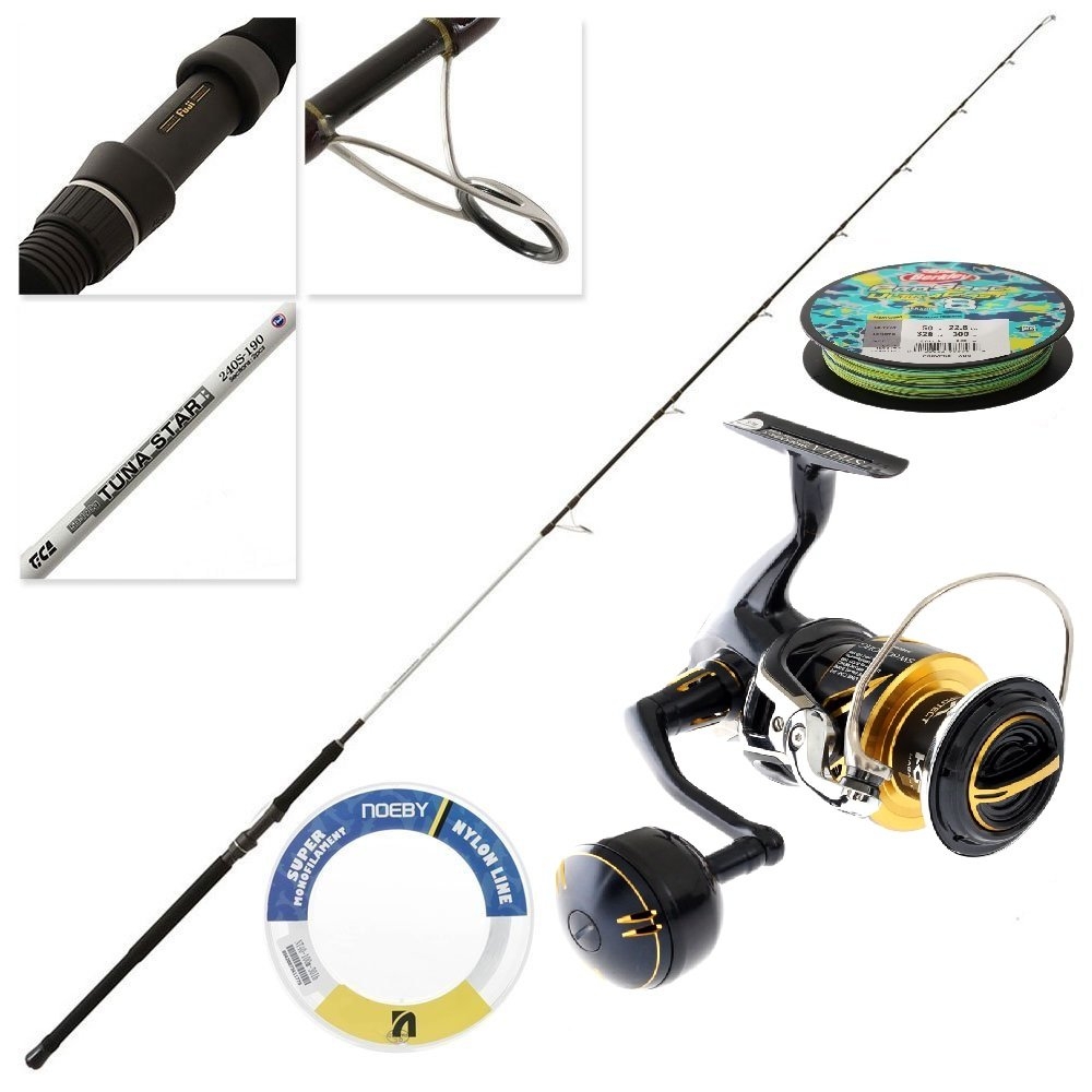 Shimano Stella 6000 SW HGC TiCA Tuna Star Stickbait Popper Topwater Package 8ft 50lb 2pc