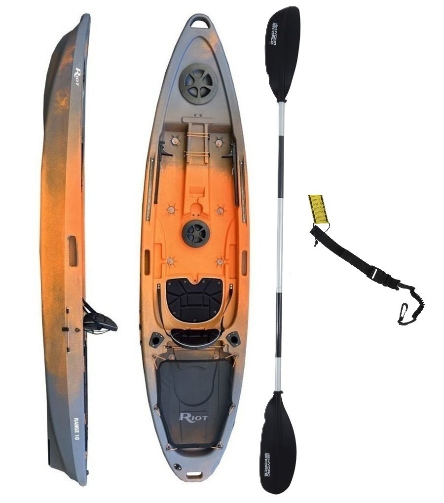 Seaflo Riot Range Premium Fishing Kayak with Storage Well Paddle and Leash 10ft
