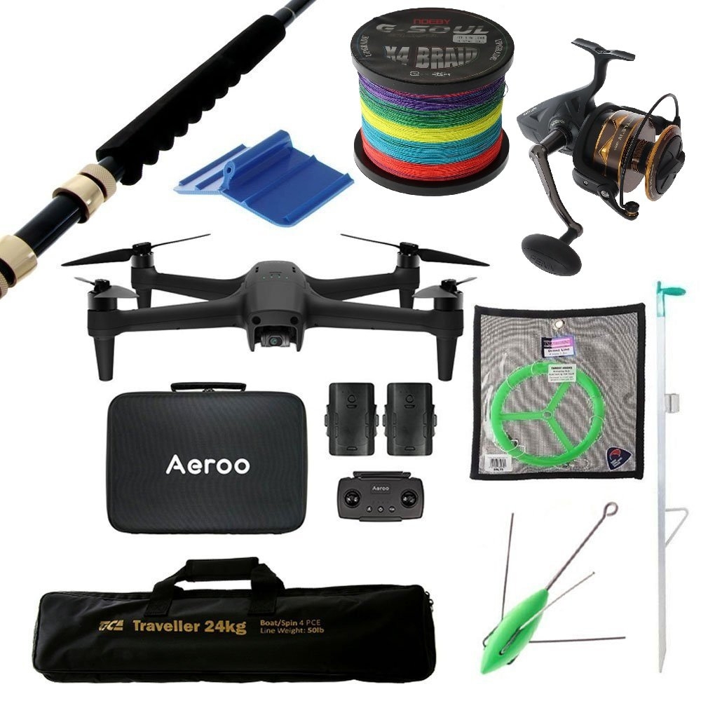 Aeroo Pro Combo 4K Ultra HD PENN Battle IV 10000 Drone Fishing Package 7ft 24kg 4pc