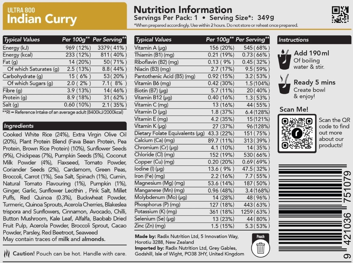 Radix Ultra Plant-Based Meal V9 800kcal