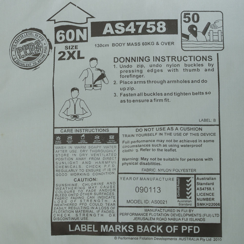 BLA Blademaster Level 50 Adult Life Vest 2XL