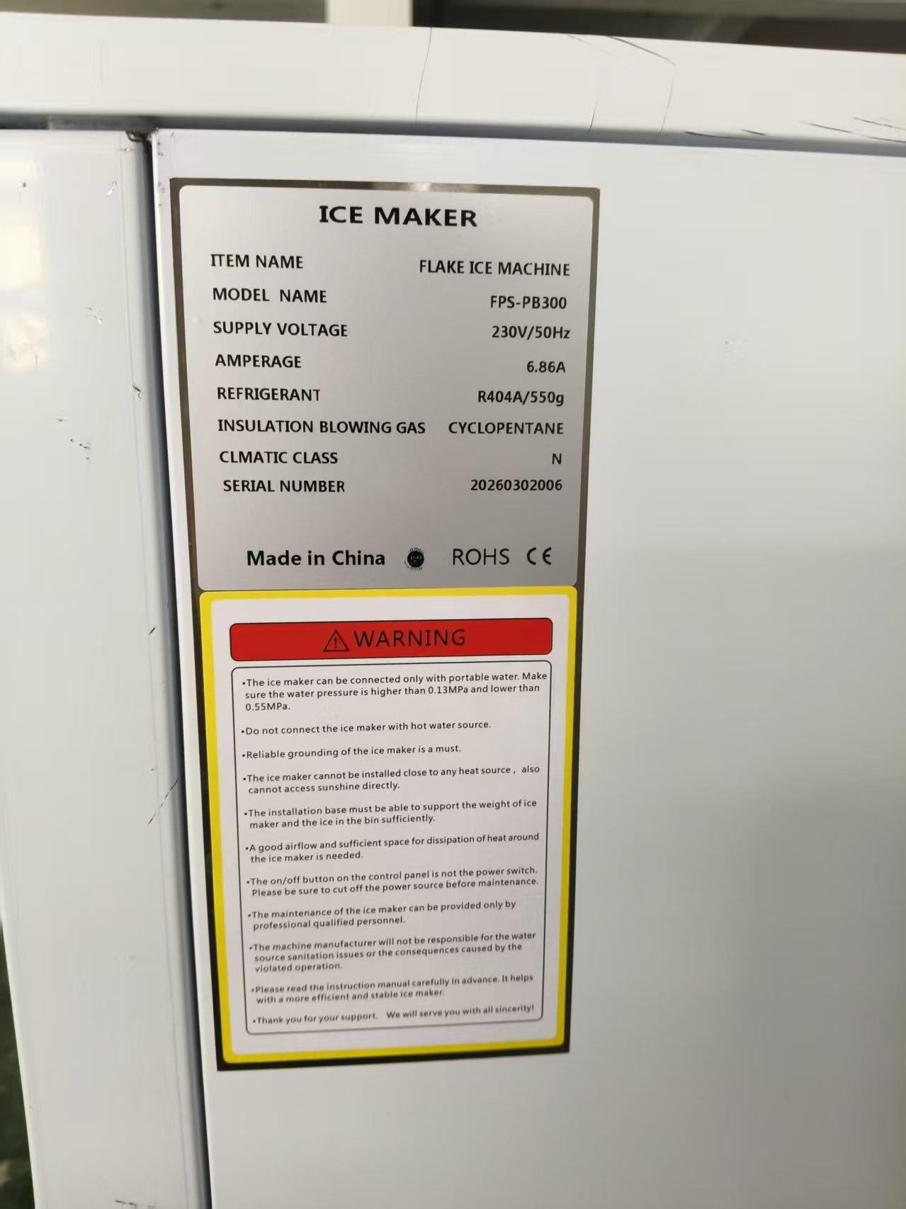 ArcticSalt Flake Ice Maker Machine 300kg/24hrs
