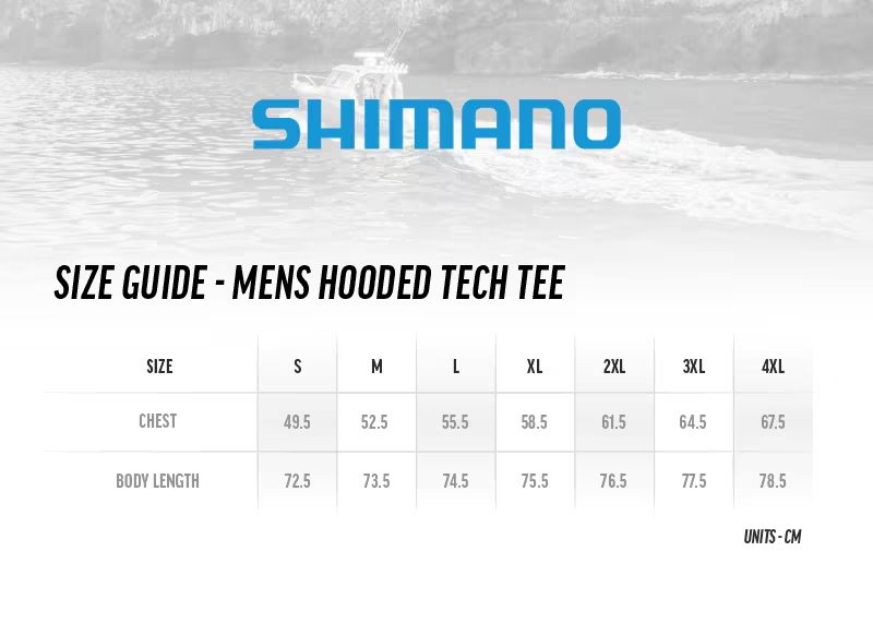 Shimano Gyotaku UPF50+ Mens Long Sleeve Hooded Tech Tee Marlin Tail