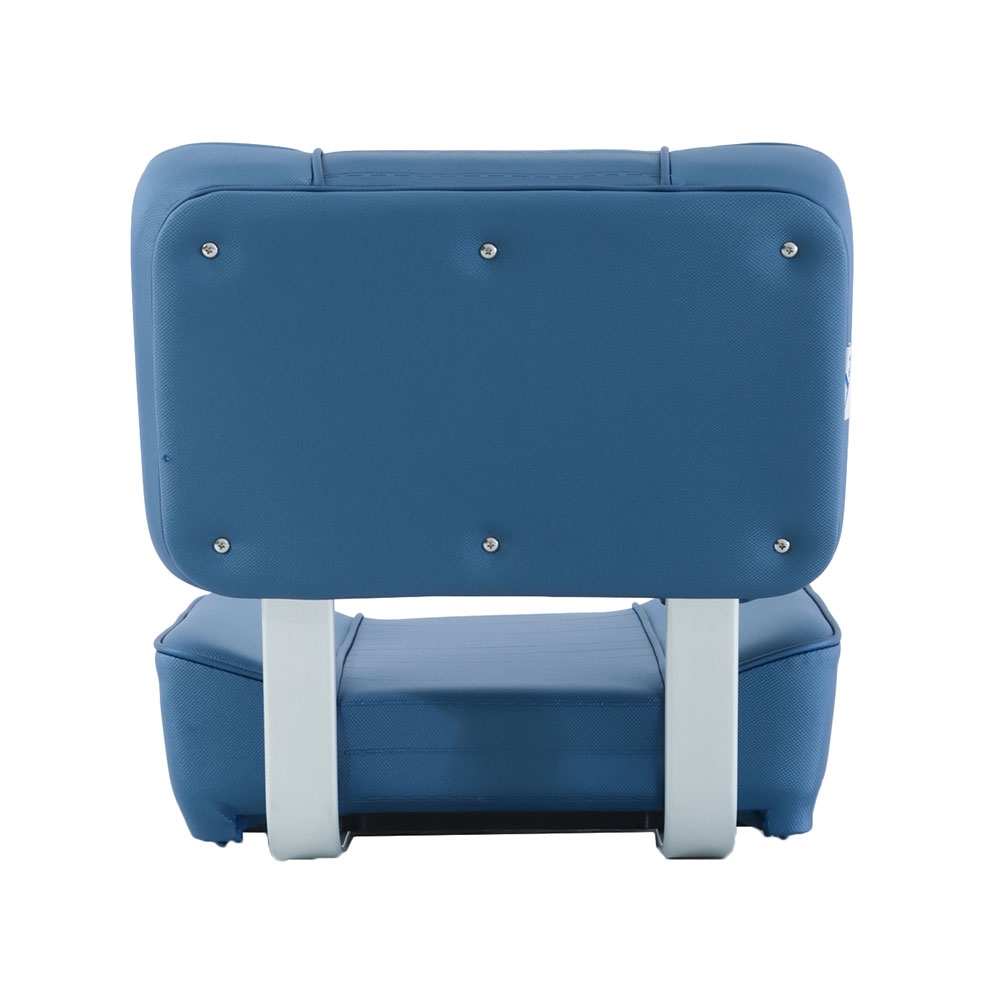 BLA Deluxe Upholstered Boat Seat Grey Frame Blue Vinyl - Returned Unit, Small hole in chair
