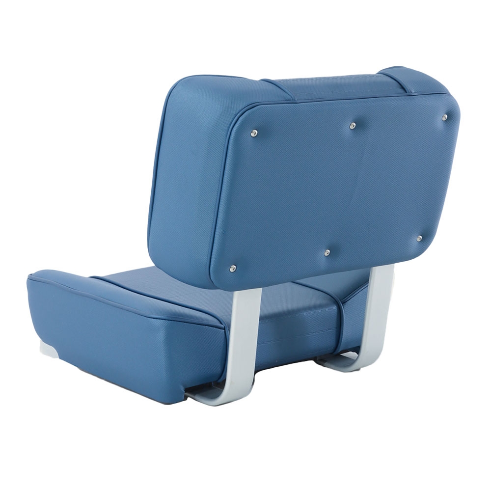 BLA Deluxe Upholstered Boat Seat Grey Frame Blue Vinyl - Returned Unit, Small hole in chair