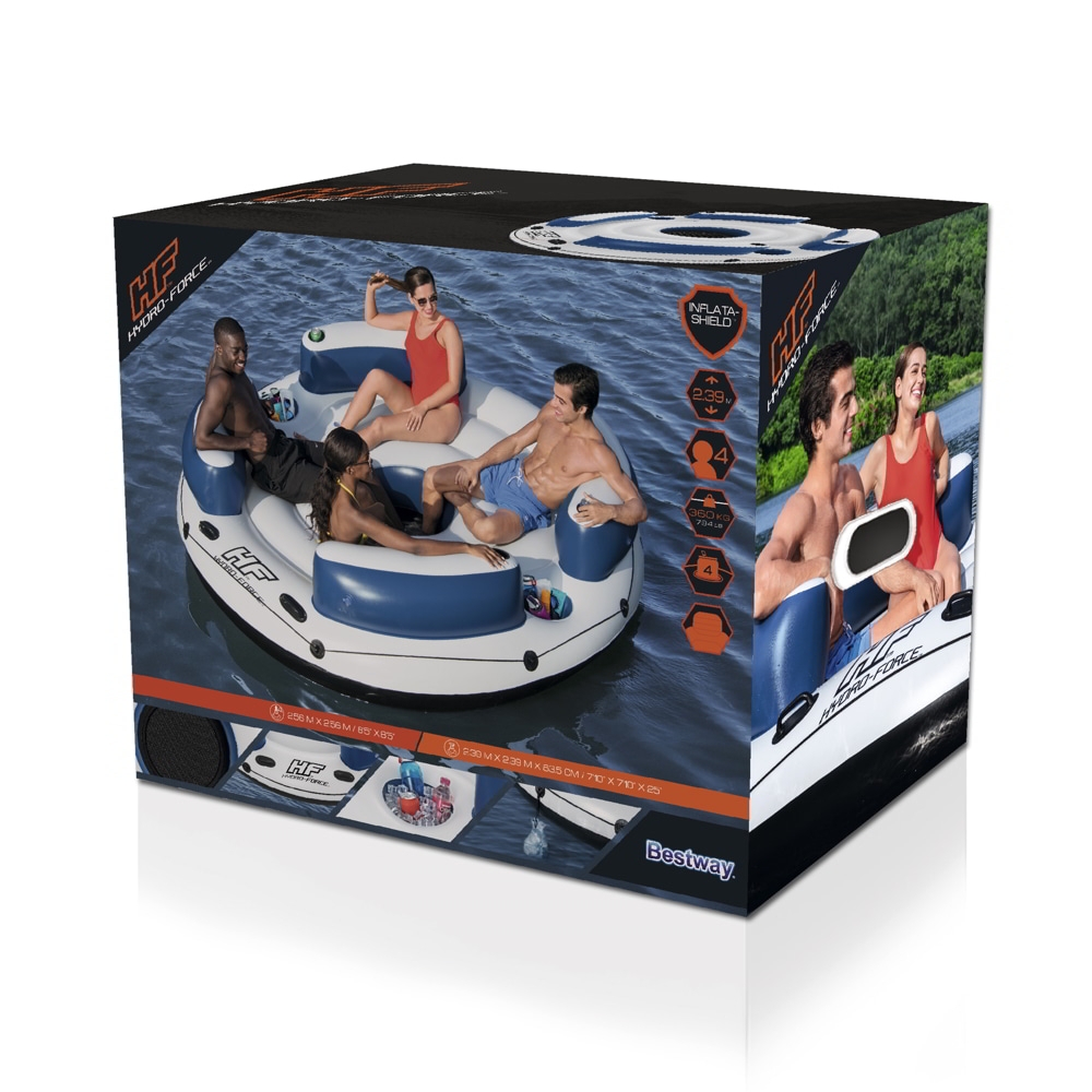 Hydro-Force Lazy Dayz Island 4 Person Inflatable Tube Blue