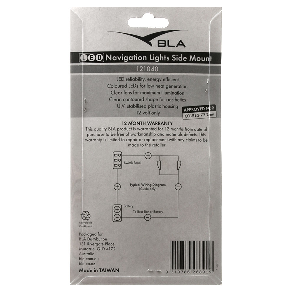 BLA Side Mount LED Navigation Lights Pair 12v White