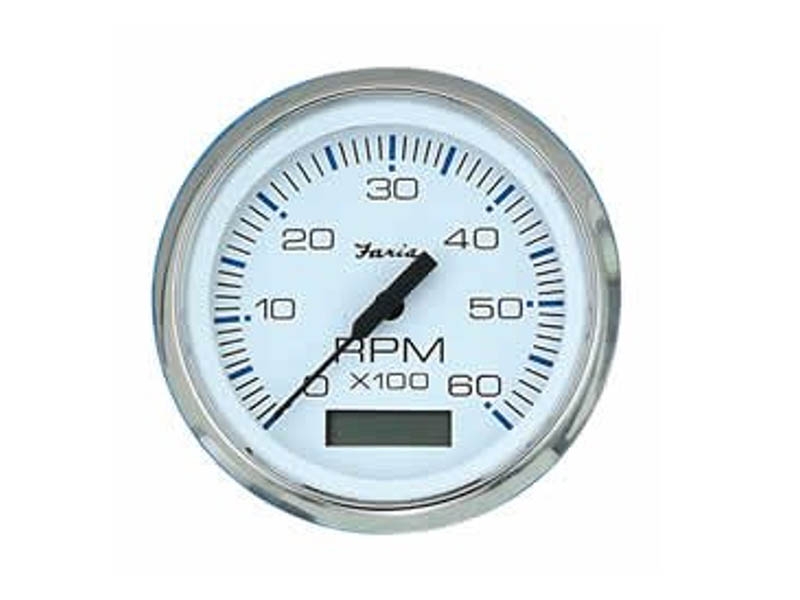 Faria Tacho/Hourmeter in Chesapeake White Style (6000RPM/Petrol Inboard)