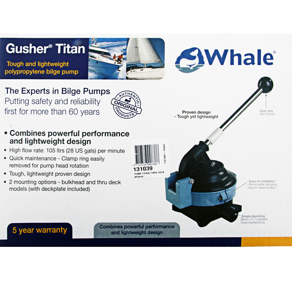 Whale Gusher Titan Manual Bilge Pump Thru Deck Mount