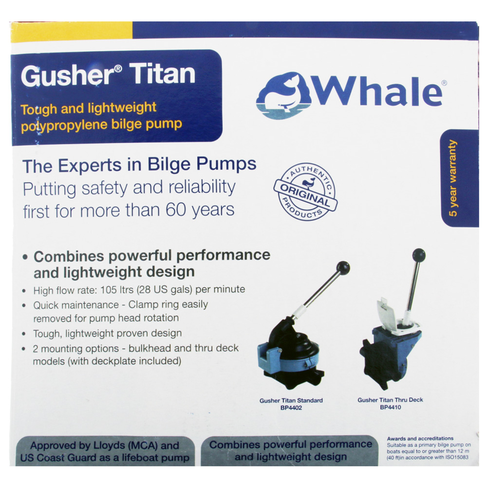 Whale Gusher Titan Manual Bilge Pump Thru Deck Mount