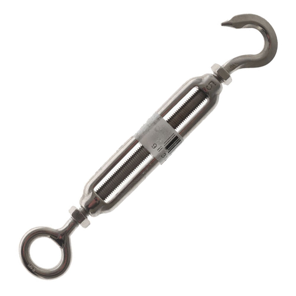 Stainless Steel Hook and Eye Open Body Turnbuckles - M5