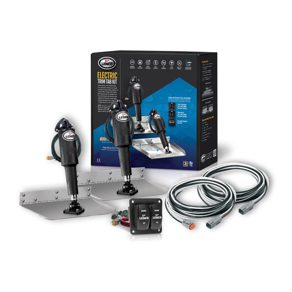 Lenco Standard Mount Trim Tab Kit 12v 12-Gauge Blades 12x12in LED Switch