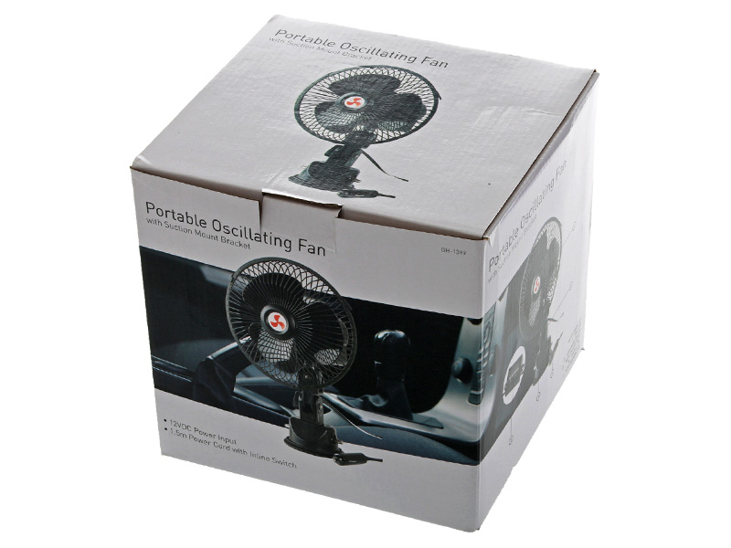 Portable Oscillating Fan with Suction Mount Bracket 12VDC