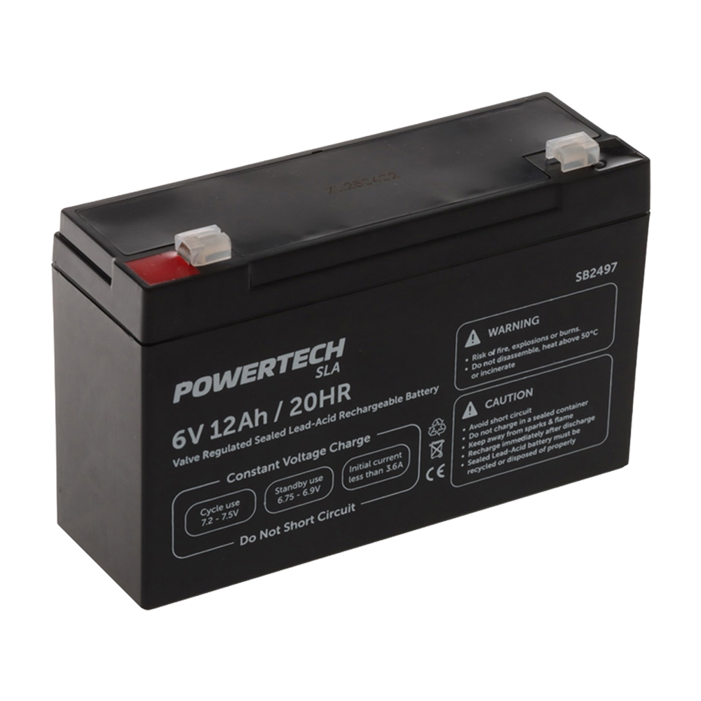 Powertech Sealed Lead Acid SLA Rechargeable Battery 6V 12Ah